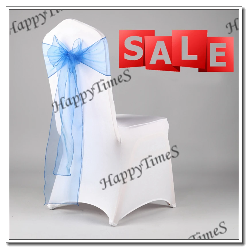 

100pcs/lot 18*275cm Royal Blue Organza Fabric Bowknot Chair Sash Wedding Supplies