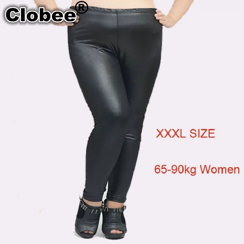 Женские черные элегантные леггинсы из искусственной кожи размеры XL XXXL XXXXXL |
