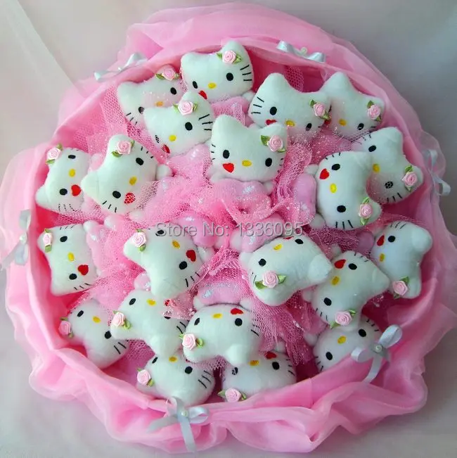 hello kitty cat stuffed animal cartoon plush toy bouquets of bear