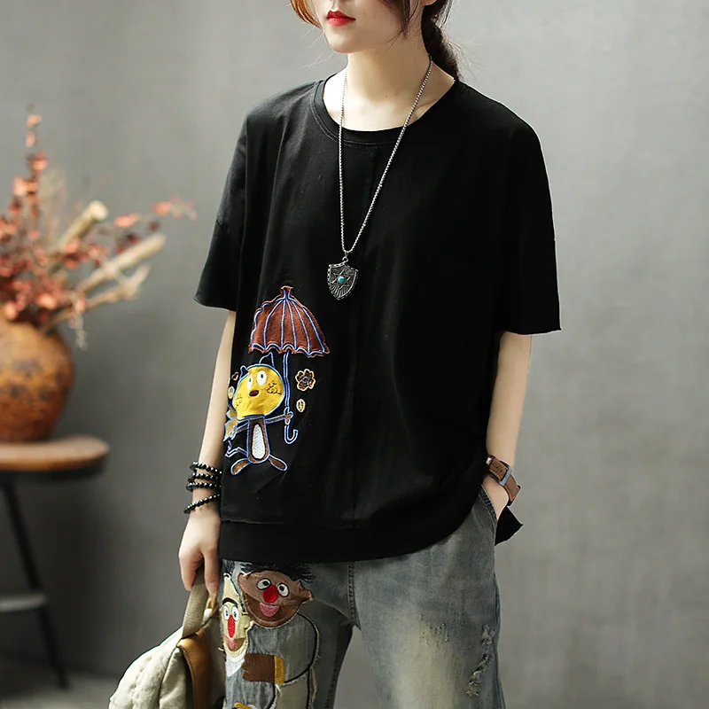 Женская футболка с коротким рукавом круглым вырезом и карманами|Футболки| |