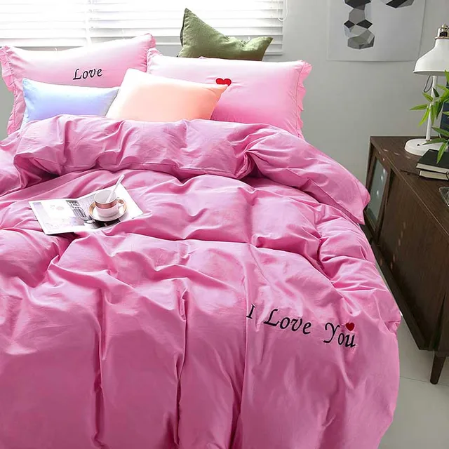 Buy HOT Korean 4pcs 100cotton Simple color bedding