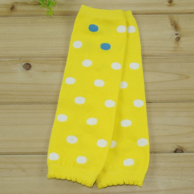 retail 3pairs Children yellow leg warmers girls white polka cotton dot