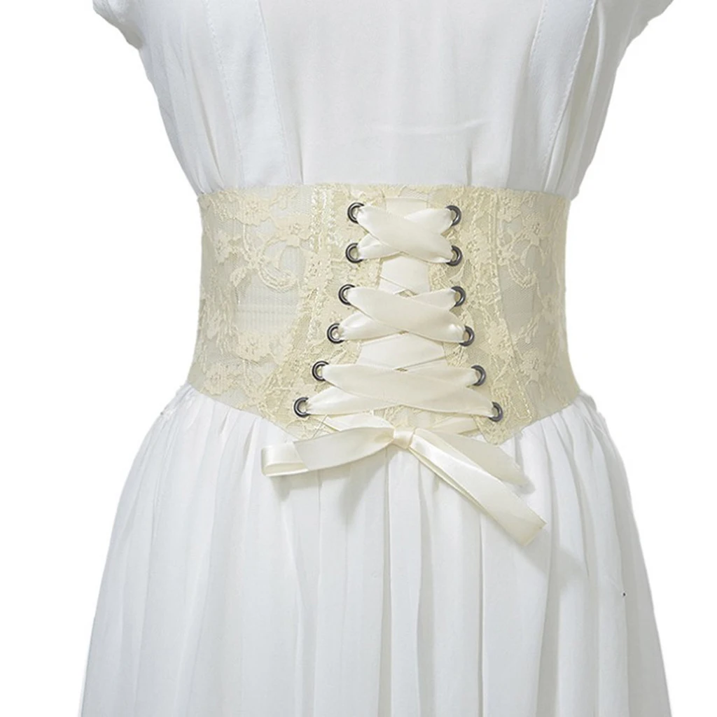 2019 New Black Beige Wide Corset Lace Belt Female Self Tie Obi Cinch Waistband Belts for Women Wedding Dress Decor Accessory