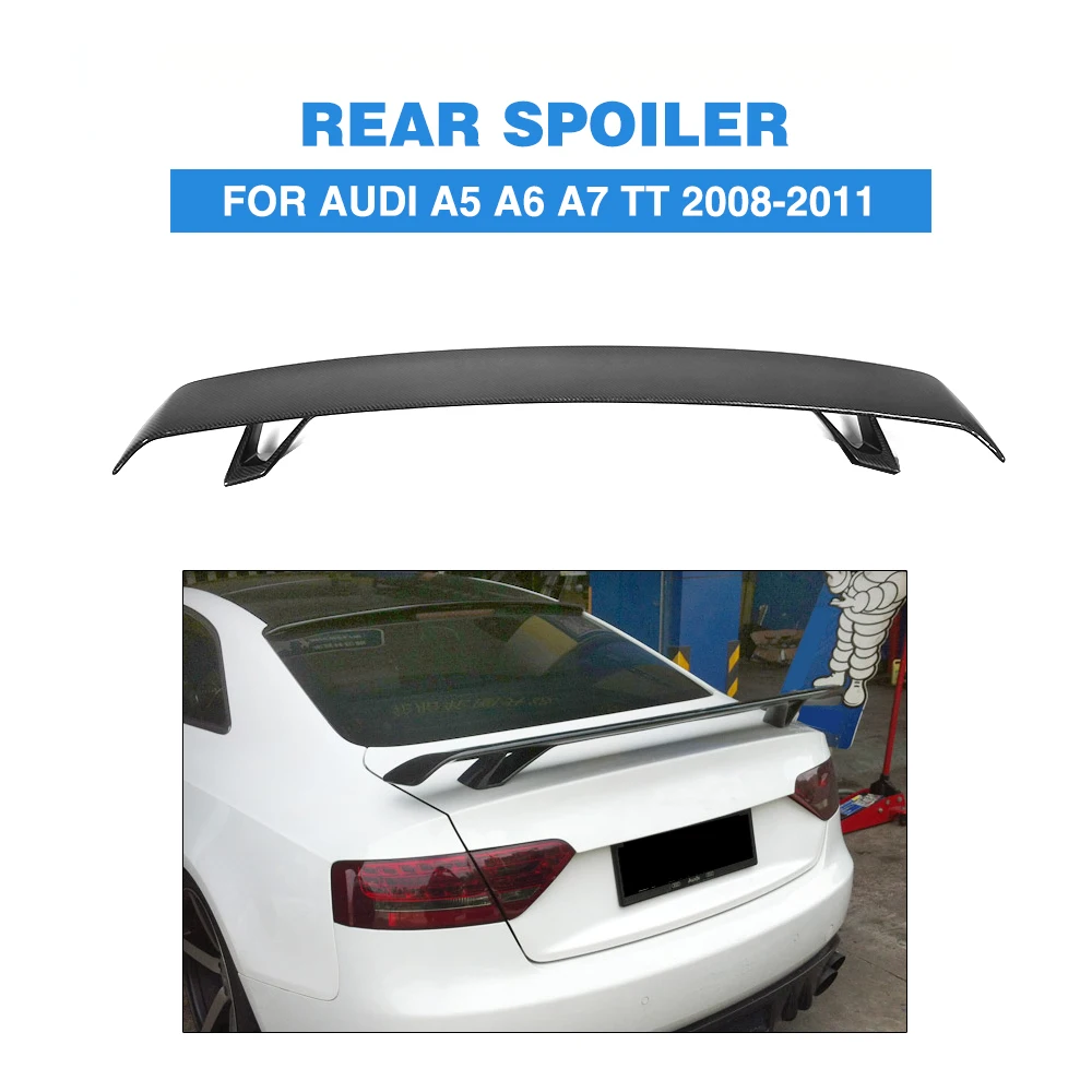 

Black Rear Tail Boot Lip Wing Spoiler For Audi TT 8J TTS A5 A6 A7 All 2008-2011 Carbon Fiber / FRP Car styling