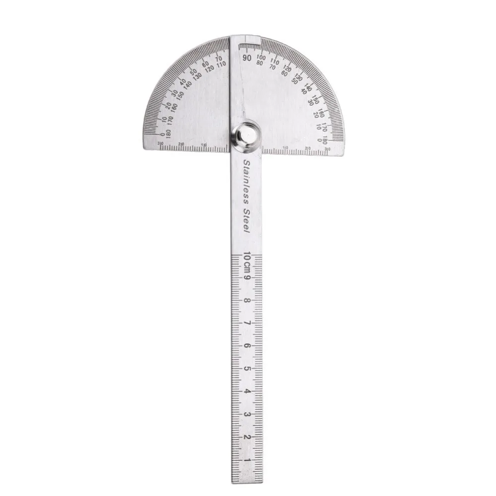 

10cm 180 Degree Protractor Round Head Angle Measurment Angle Finder Rotary Stainless Steel Ruler Machinist Tool Craftsman