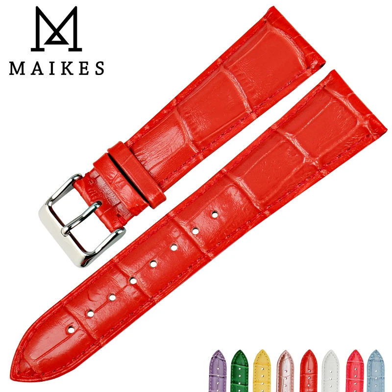 cute iphone 12 pro max cases MAIKES New watch accessories watch strap red genuine leather 12mm-24mm watch bracelet watchbands case for casio watch band iphone 12 pro max silicone case