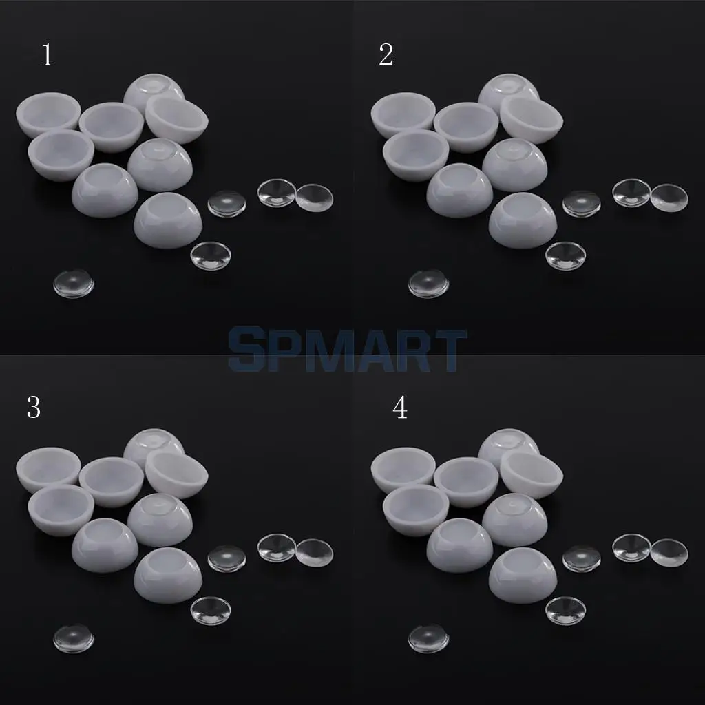 

4 Pairs 8 Pieces 12/14/16/18mm Acrylic Half Round Hollow Doll Eyes with Separate Iris Dolls Dollfie DIY Supplies