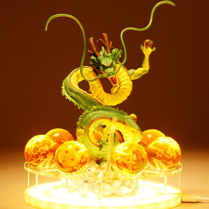 Драконий жемчуг светодиодный базы и Shenron Гоку Гохан Вегета Gogeta DBZ шары с полки Shenron рисунок комплект DBZ Dragonball Коллекционная модель - Цвет: Set A Yellow