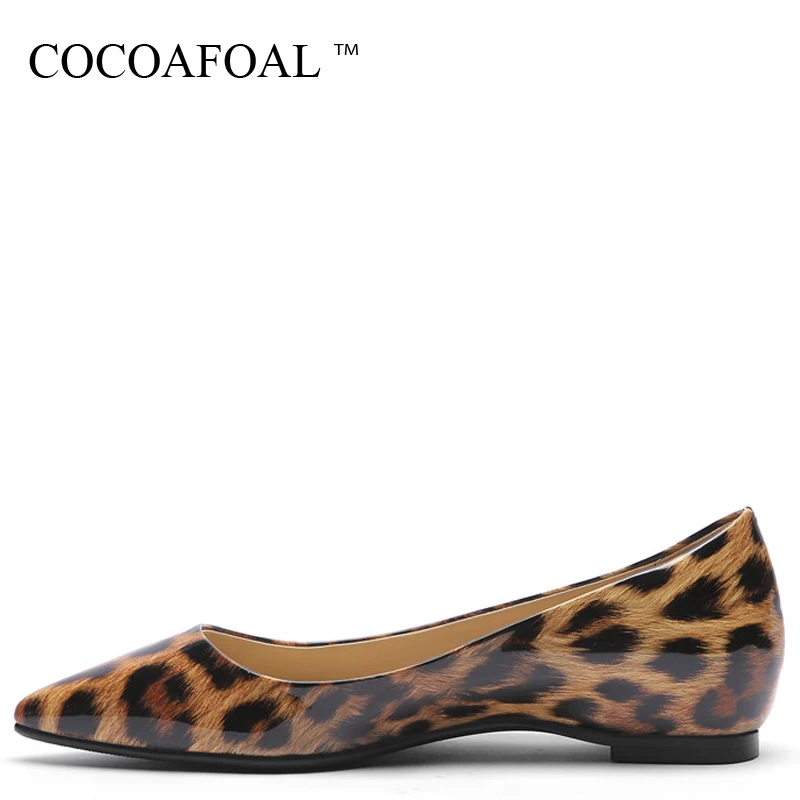 

COCOAFOAL Leopard Print Women's Platform Shoes Pointed Toe Flats Fashion Spring Autumn Shallow Platform Ballet Shoes Yellow