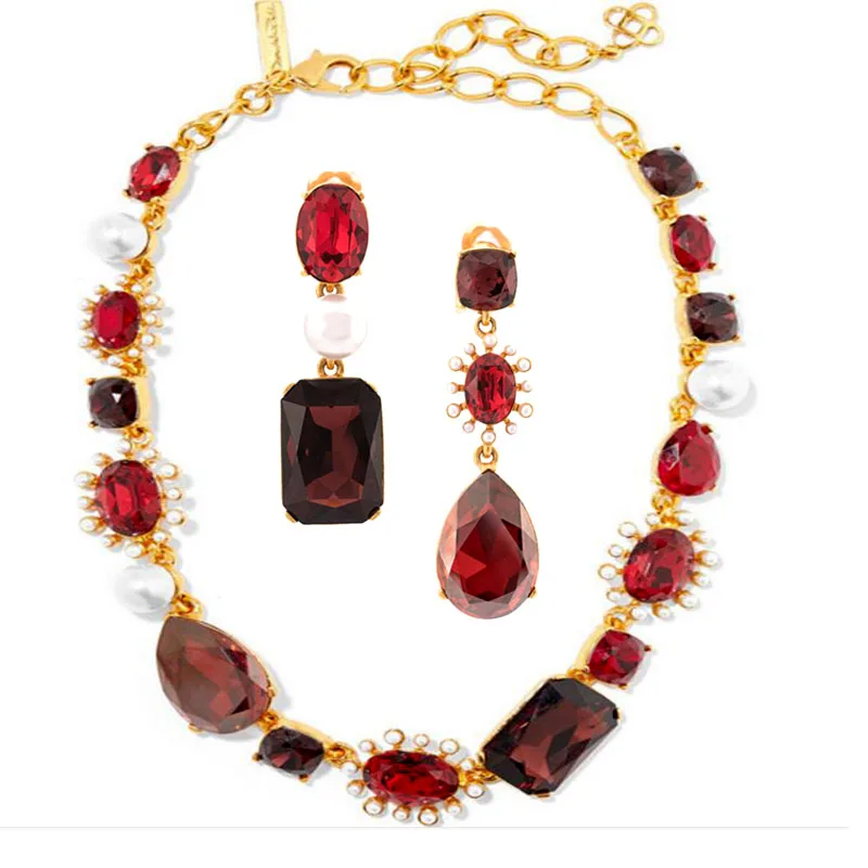 

CSxjd 2019 New Luxury Crystal pearl mix and match necklace and asymmetric without pierced ears ear clip Women's Jewelry