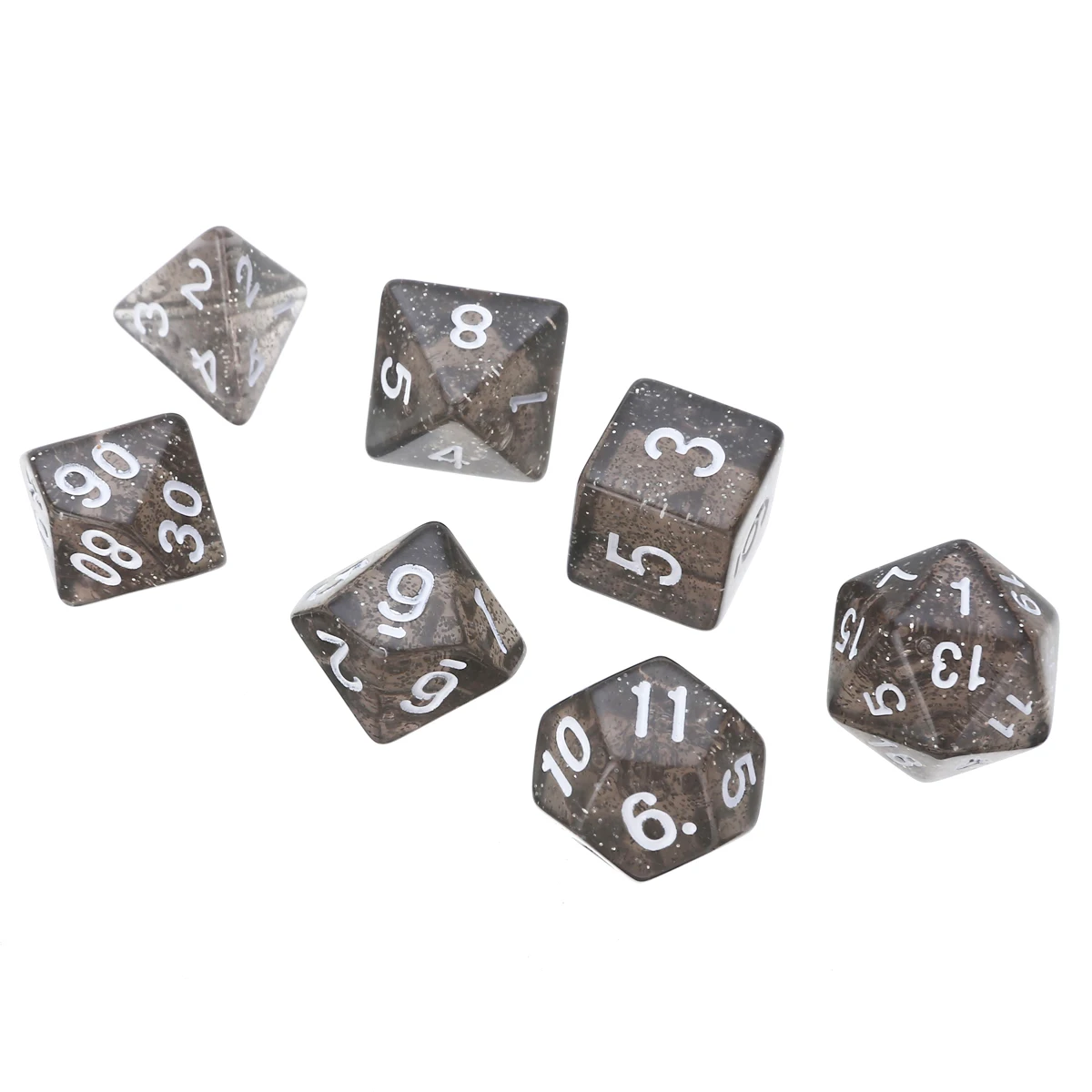 7pcs/set D4 - D20 Dices Black Translucent Polyhedral Dices With Bag Set For RPG Party Bar Poker Interesting Games Tools