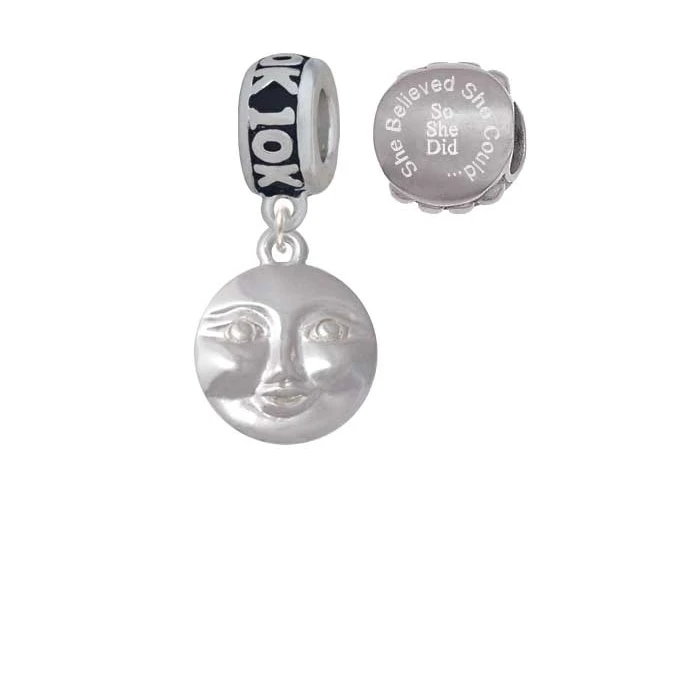 Happy Moon 10K Run She Believed She Could Charm Beads (Set of 2)