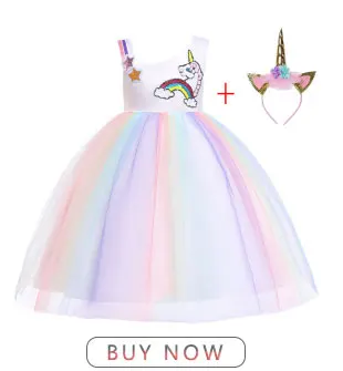 Детское Тюлевое платье принцессы с рисунком единорога Пастельной радуги для девочек; бальное платье для маленьких девочек; костюмы для свадебной вечеринки; Vestido Menina Infantil