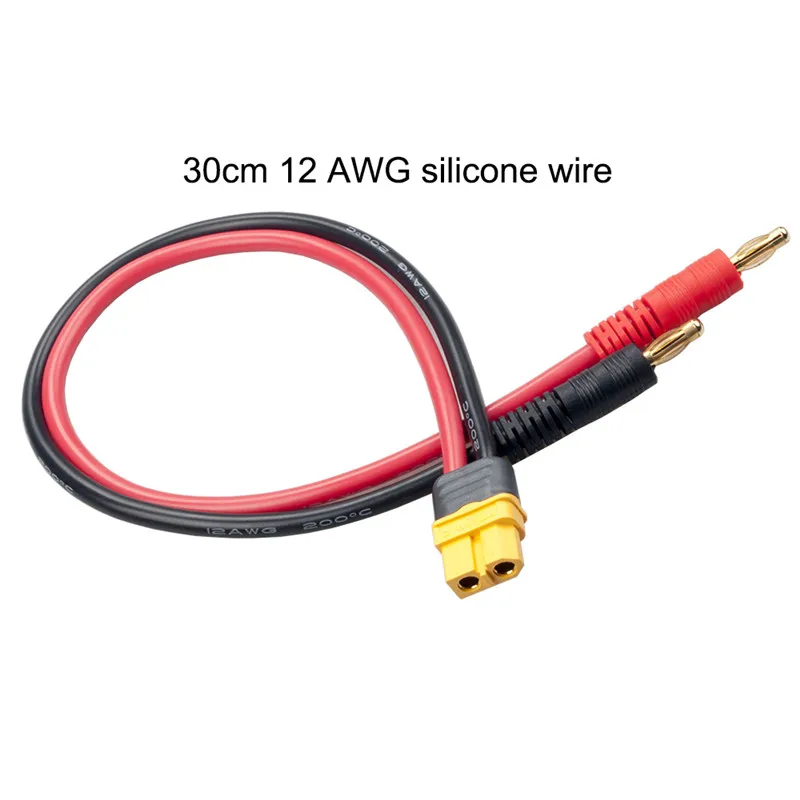 RJXHOBBY Female XT60 to 4.0mm Bullet Banana Connector with 30cm 12AWG Silicone Wire Charge Cable Adapter for RC Battery (2)