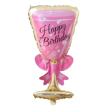 

10pcs Pink cup wine glass globos happy Birthday Party decorations aluminum foil balloons Wedding gifts party supplies 48*93cm