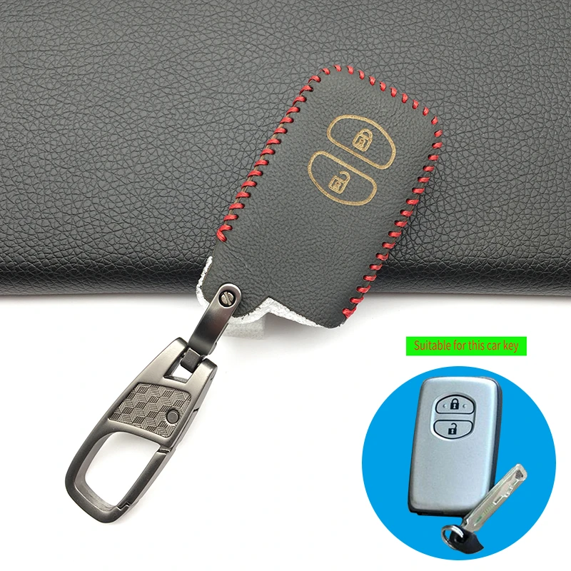 

For Toyota RAV4 Land Cruiser Camry Highlander Prado Prius Yaris Corolla Vitz Leather Remote Key Case Fob Shell Cover 2 Button