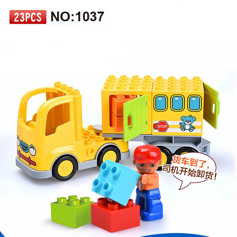 23pcs Big Size Building Blocks City Car Large DIY Bricks Educational Toys for Children compatible duploe Baby toys baby-blocks-toys : image 23pcs Big Size Building Blocks City Car Large DIY Bricks Educational Toys for Children compatible duploe Baby toys baby-blocks-toys
