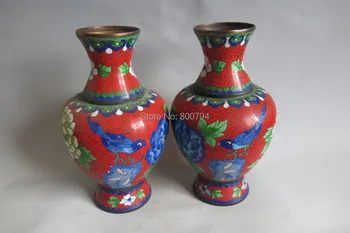 

Rare Qing Dynasty Cloisonne vases,bird&flower,Alone with Chinese characteristics,A pair,free shipping