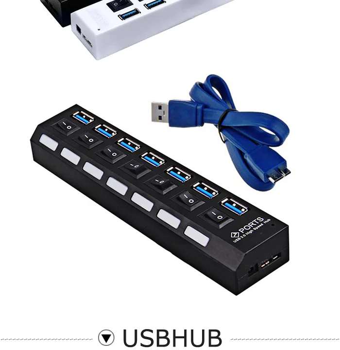 Usb-хаб 3,0 Micro USB 3,0 концентратор разветвитель с адаптером питания USB Hab 5 Гбит/с 7 портов расширитель несколько usb-хаб с переключателем для ПК