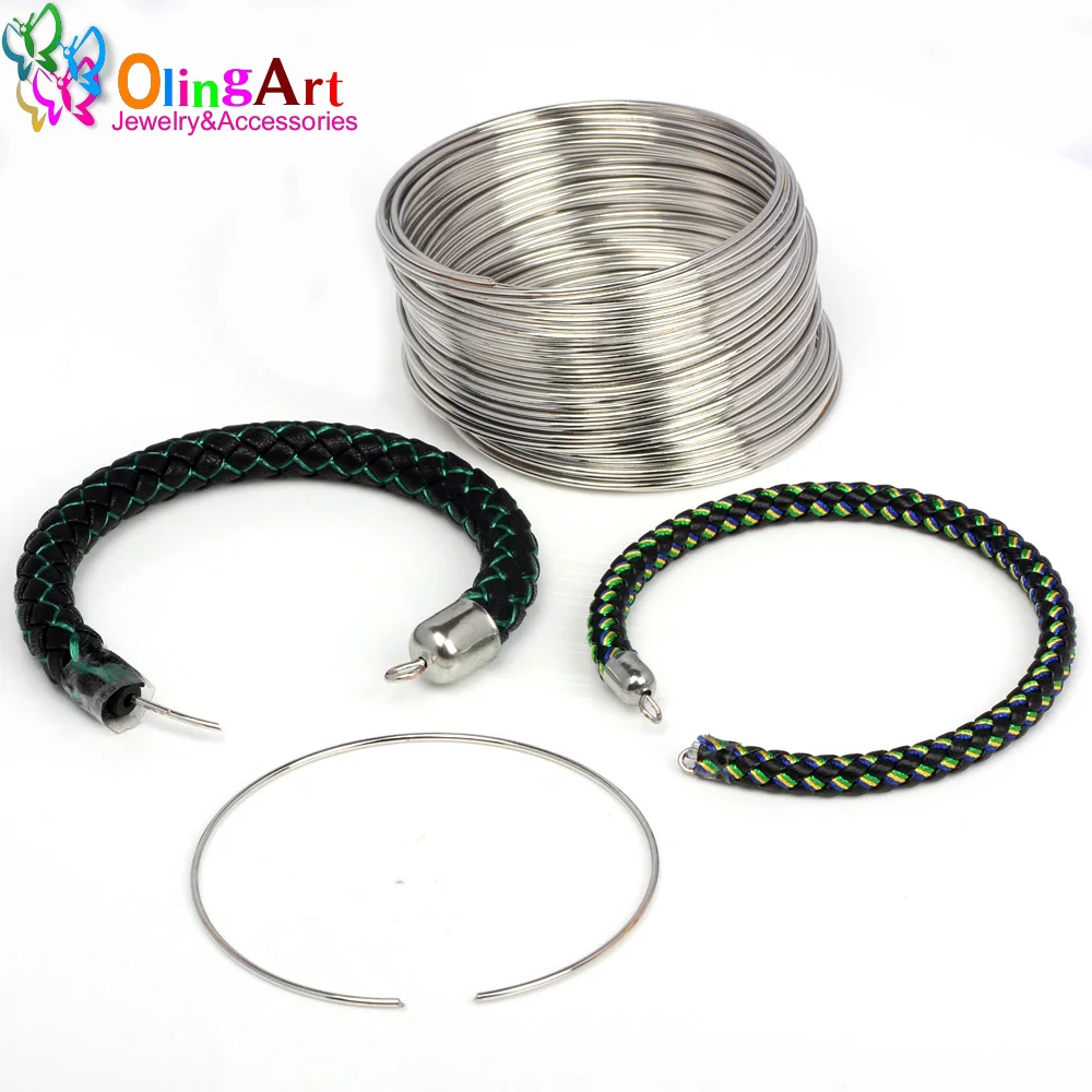 

OlingArt Metal Wire Coil Steel Beading Findings Brooches Bouquet Blank Bracelet Bangles 20 Loops DIY Jewelry Making Accessories