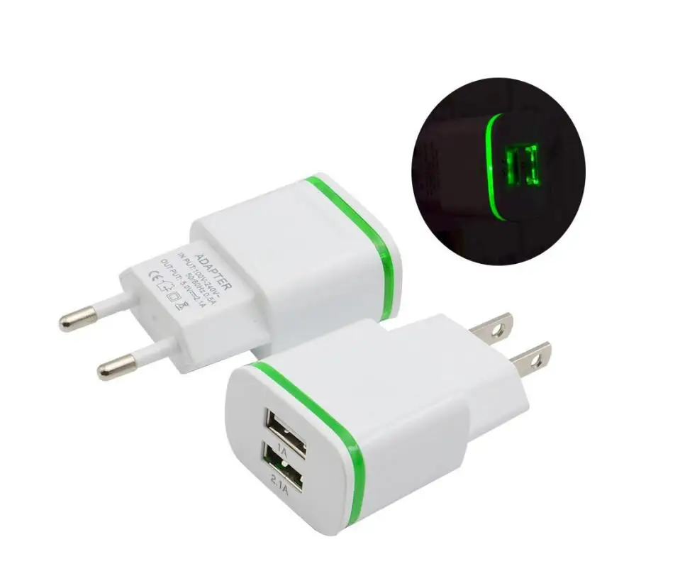 Для HUAWEI XIAOMI европейский и американский стандарт 5V 2A двойной USB светоизлучающее