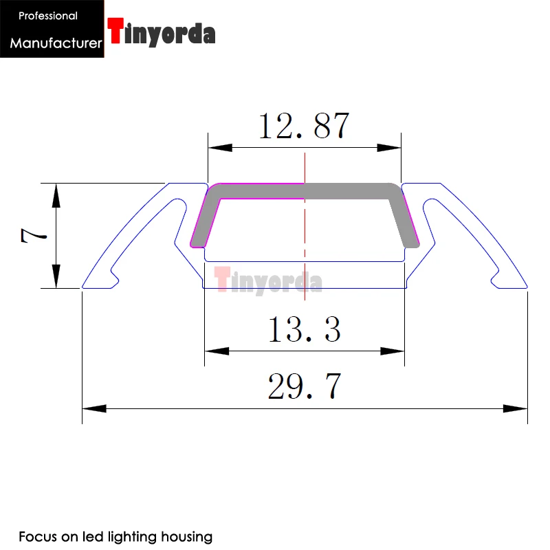 Tinyorda 500 шт.(длина 2 м) светодиодный алюминиевый профиль светодиодный профиль канала для 13 мм светодиодные ленты светильник [профессиональный производитель] TAP3006