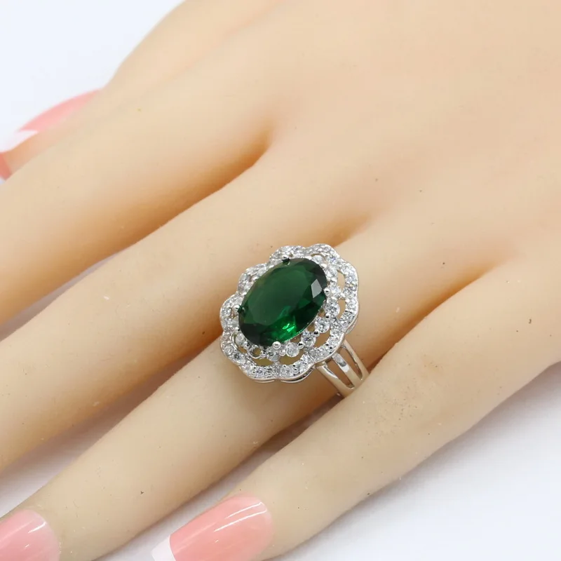 Verde cristal prata cor conjuntos de jóias