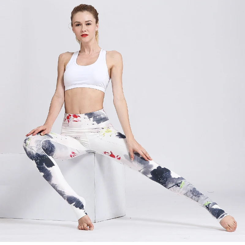 Women Yoga Pants High Waist Print Fitness Gym Workout Jogging femme Push Up Tights Sport Leggings Plus Size Sportswear XL 2019