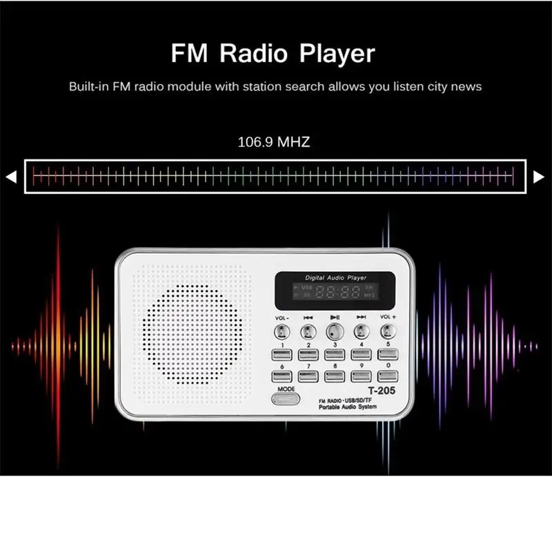1 шт. FM радио с антенной Портативный Hi-Fi динамик с картой цифровой мультимедийный MP3 музыкальный Громкий динамик для кемпинга пешего туризма спорта на открытом воздухе