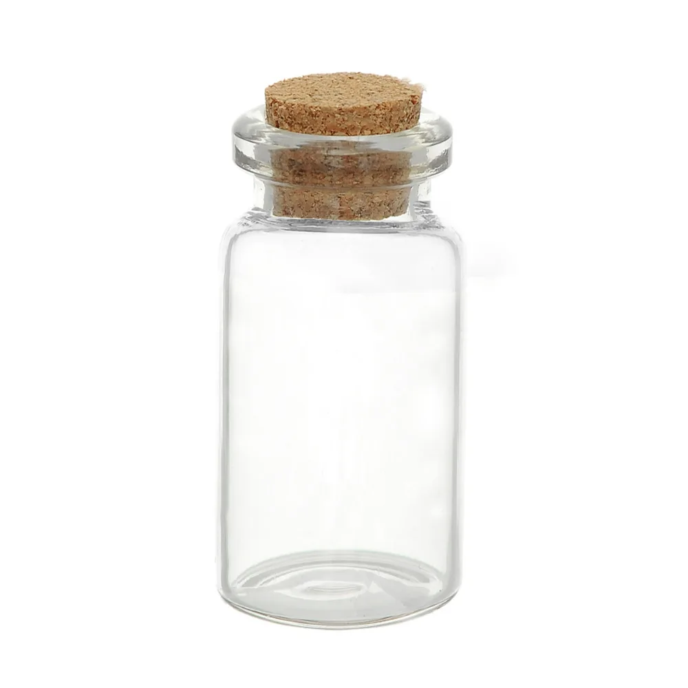 20Pcs Transparent Small Cork Glass Bottles Glassware Vial Jars