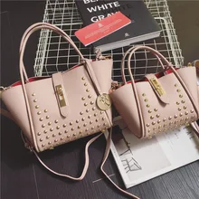 2016 Nouvelles Femmes De Mode Messenger Sacs PU Sac À Main En Cuir Litchistria Rivet Dames Épaule Sac Trapaze Femmes Cross Body Sacs