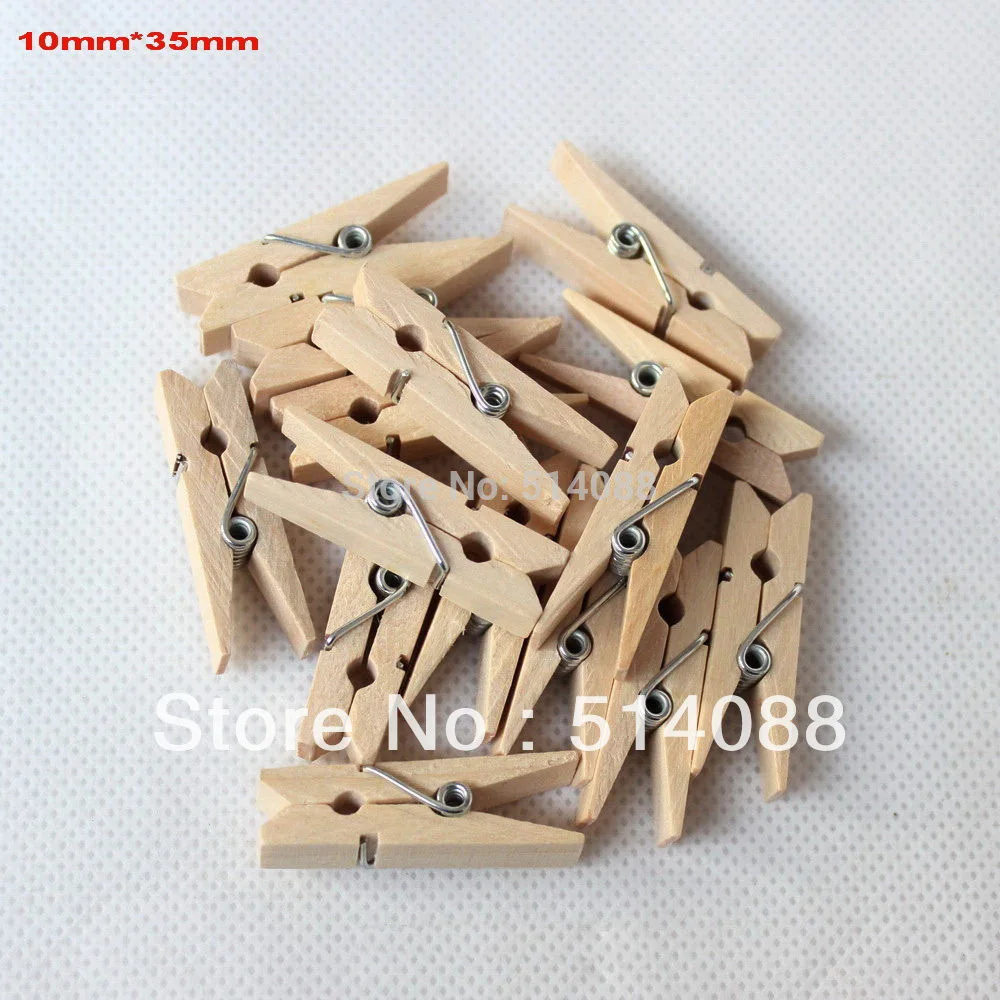 Buy (100pcs/lot) Mini Wooden Clips Natural Paper Photo