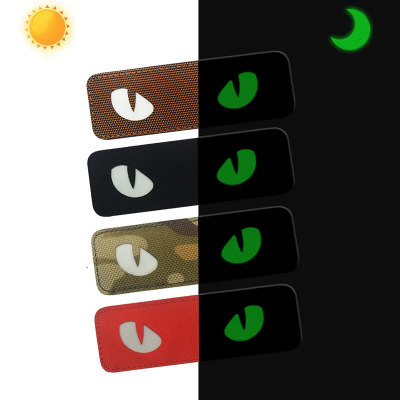 

MAMAO 3D Cat Eye Patch Reflective IR EMT Patches Military Tactical Morale Patch Rubber Biker Fastener Glow In Badges