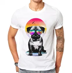 100% хлопок прохладный собака дизайн мужчины Французский бульдог футболка Новинка короткий рукав печатных животных рубашки