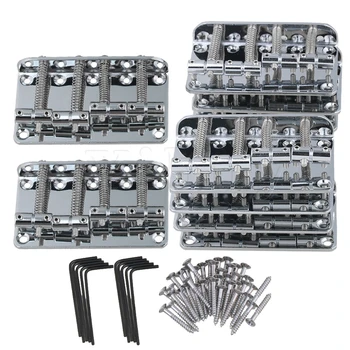 

Yibuy 10 pcs 19mm Space Vintage Metal 4-String Bass Bridge Tailpiece Chrome