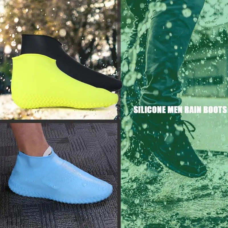 1 пара водонепроницаемых чехлов для обуви, силиконовые Нескользящие мужские непромокаемые сапоги, защитные пленки для внутренней и наружной обуви, многоразовые Чехлы для обуви