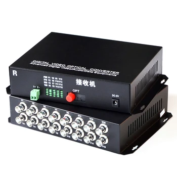 

1 Pair 2 Pieces/lot 16 Channel Video Optical Converter 16V1D Fiber Optic Video Optical Transmitter & Receiver 16CH +RS485 Data