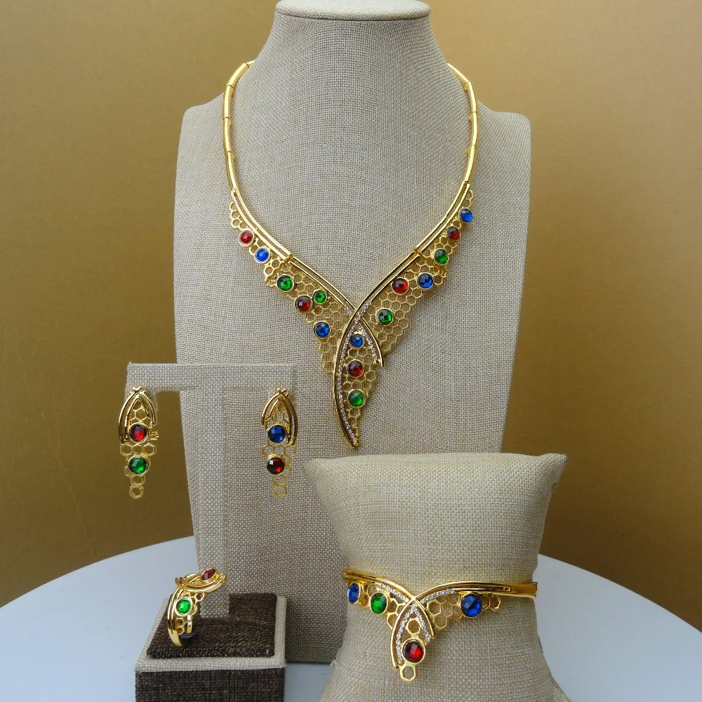 

Yuminglai Dubai Gold 24k Jewelry Sets Multicolor for African Women FHK2886