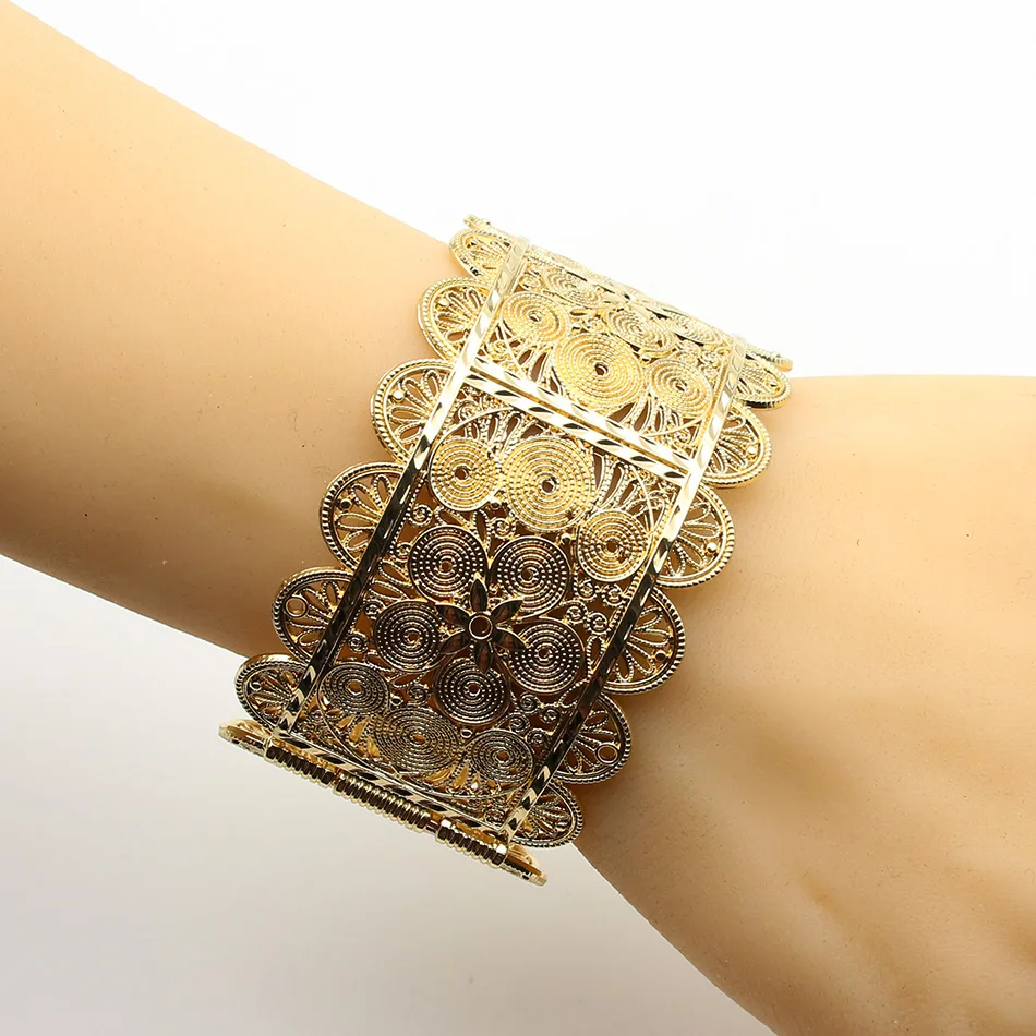 Exquisite Arab Women Armlet Plus Size Bangle Bracelet Flower Gold Exquisite Arab Women Armlet Plus Size Bangle Bracelet Flower Gold Color Cuff Bangles Jewelry Dance Party Ethnic India In From