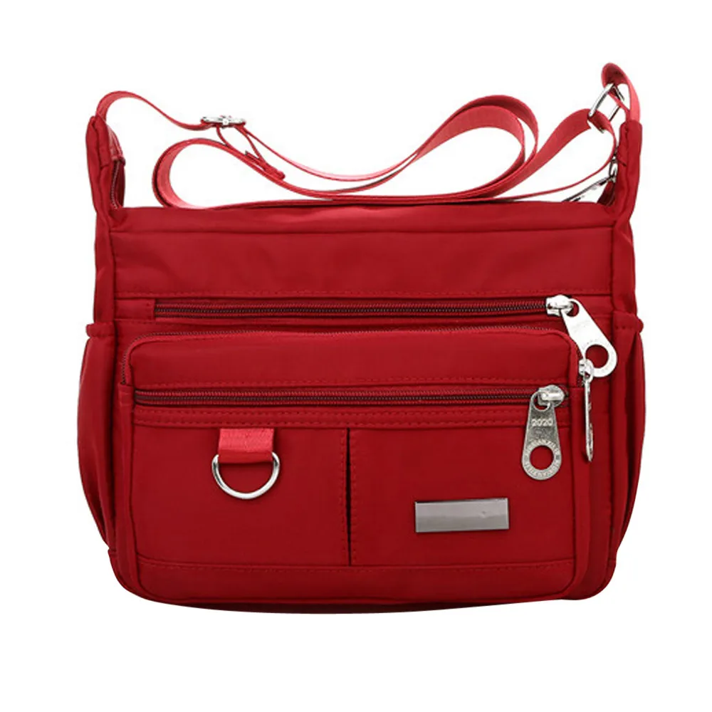 

new 2019 new hot selling Women Fashion Solid Color Zipper Waterproof Nylon Shoulder Bag Cross body Bag bolsa feminina