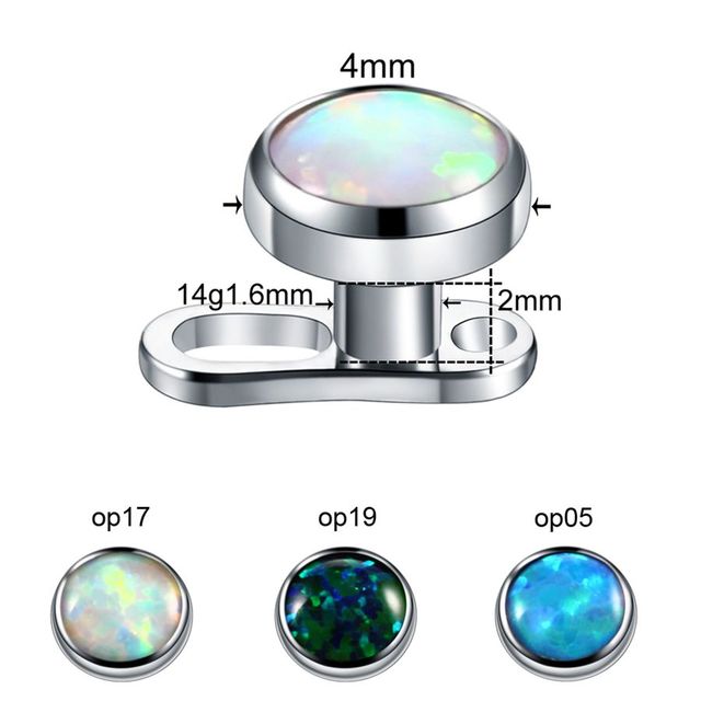 Titanium Labret Nostril Vagina CBR Piercings Opal Ear Septum Helix Cartilage Opal BCR Piercings Micro Dermal Anchor Jewelry