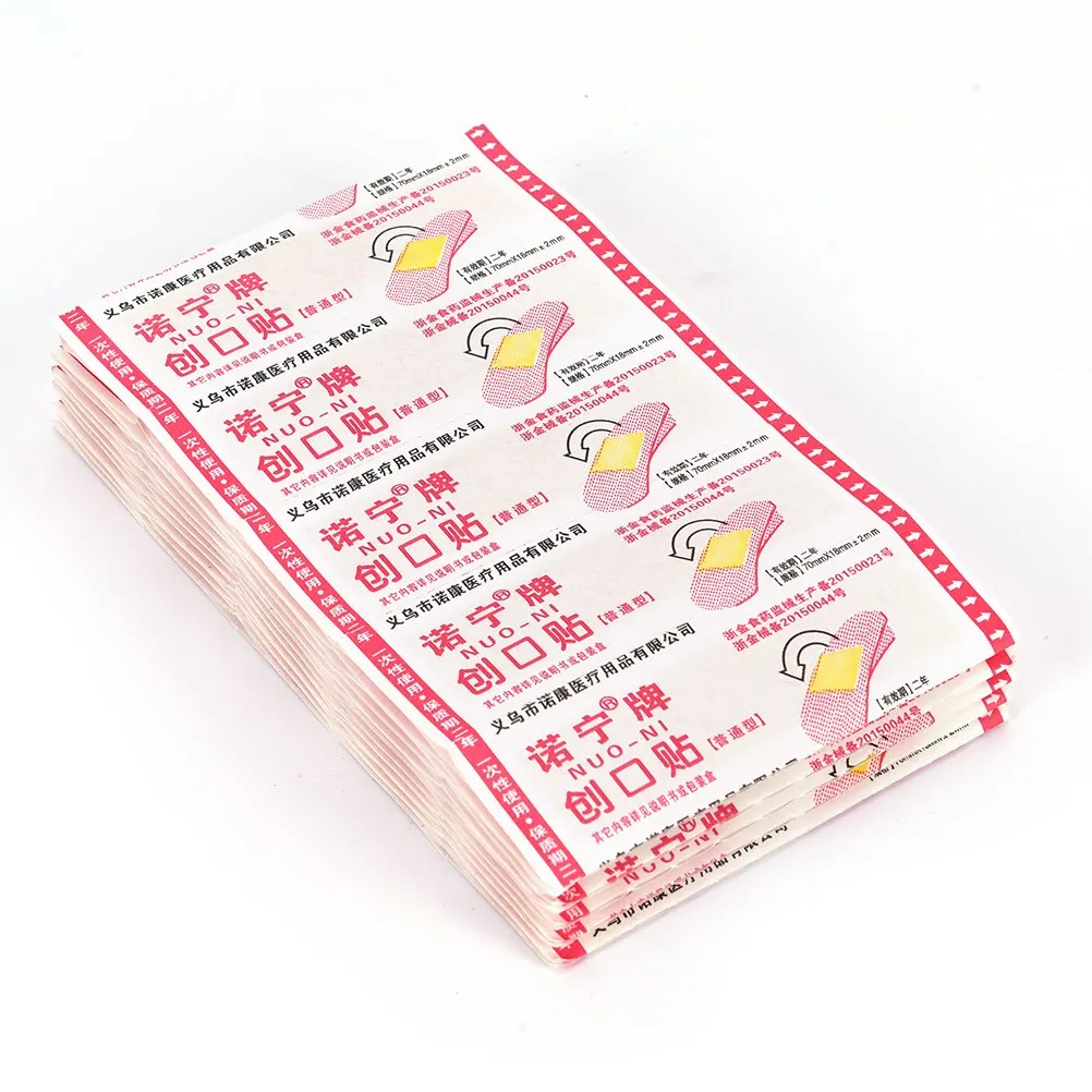 

50Pcs Waterproof Bandage First aid Hemostatic Medical Disposable Band-Aid with a Serile Stickers Gauze Pad Wound Plaster