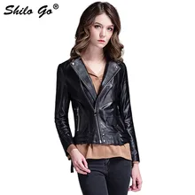 Шило GO кожаная куртка Осенняя мода Овчина натуральная кожаный жакет лацкан Черная Металлическая пуговица лацкан передний карман молния пальто