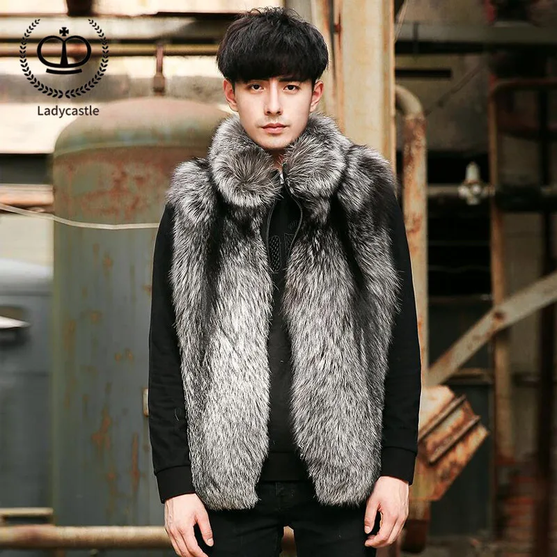 Ruban La Manteau Fox Hiver Outwear 031 Renard Hommes Véritable Naturel Mode Gilet Fourrure Fox Mâle Red sliver Peau Vraie Fm De L'ensemble Réel Vestes Nouvelle gYy76bf