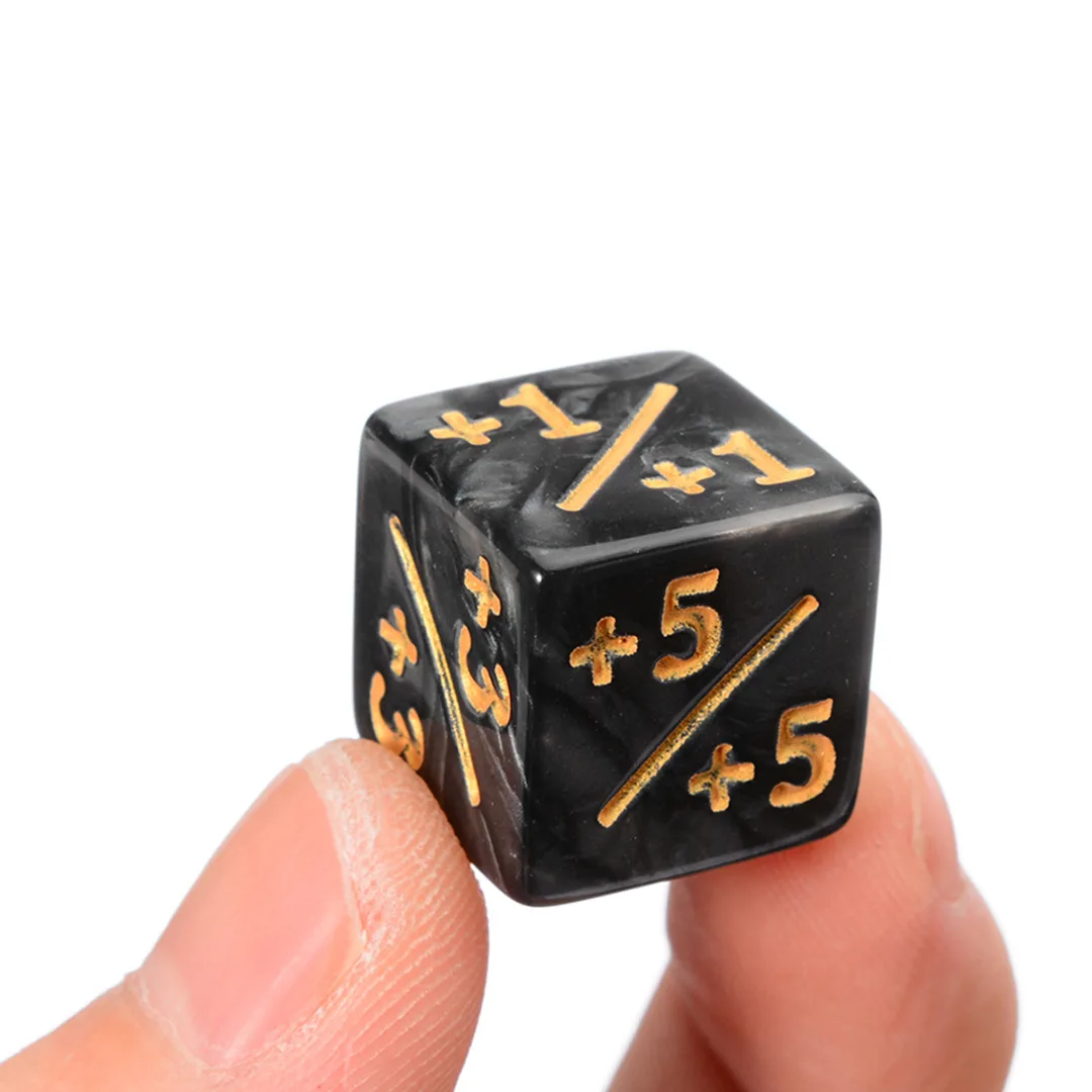 10x Black White 14mm 6 Side Counting Dice +1/-1 Dice Kids Toy For Magic The Gathering Game Counting Counters