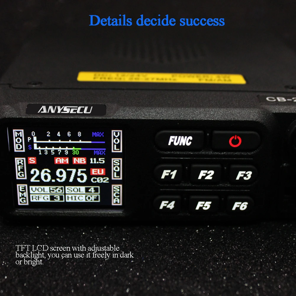 Мобильное радио Anysecu CB 27 короткие волны 26 965 405 МГц AM/FM Citizen brand lisence бесплатно