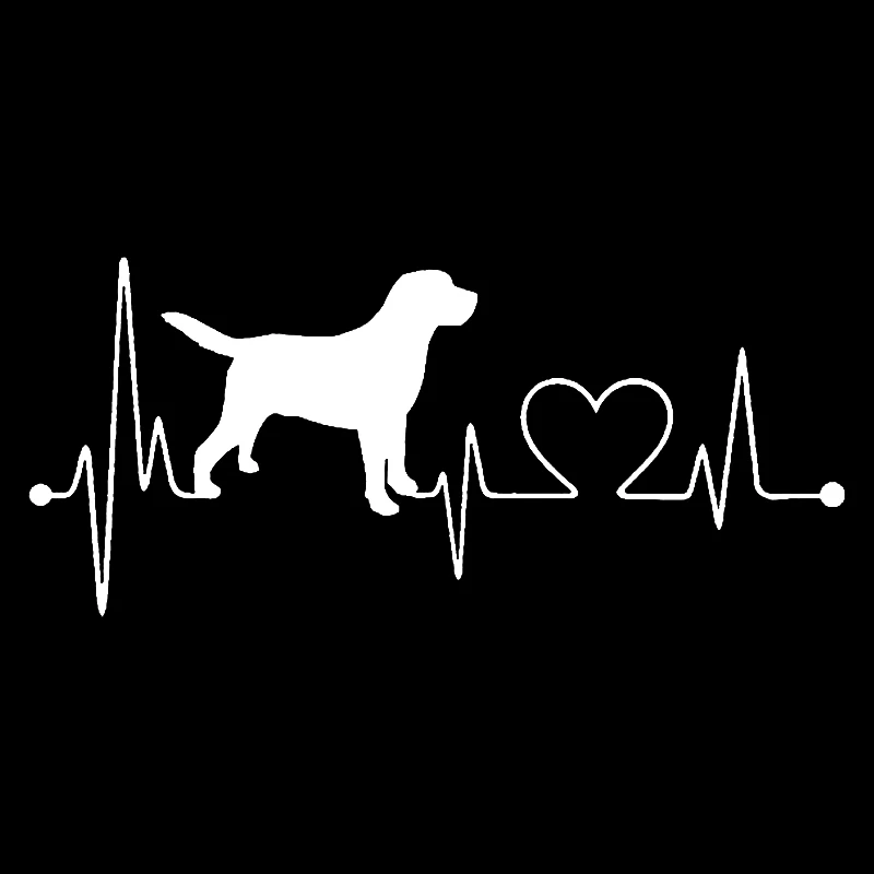 Car Sticker Vinyl 17.87.8CM Labrador Retriever Heartbeat Love Decal Sticker Creative Fashion Car Accessories BlackSilverLaser (3)