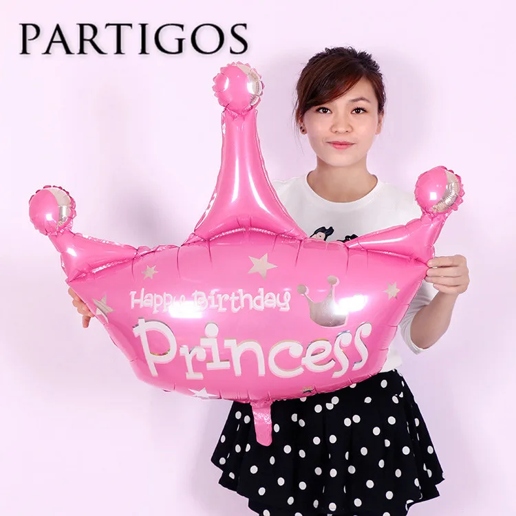 

50pcs Double Side Princess Prince Crown Foil Balloons Kids Ball Happy Birthday party Decoration&Wedding Decoration Globos Party