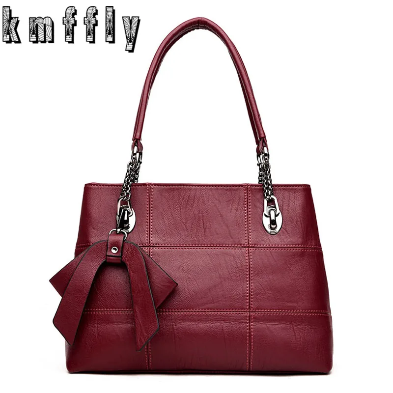 

Women Bags Big Chains Bow Sheepskin Leather Bags Handbags Women Famous Brands Luxury Designer Genuine Leather Top-Handle Bags