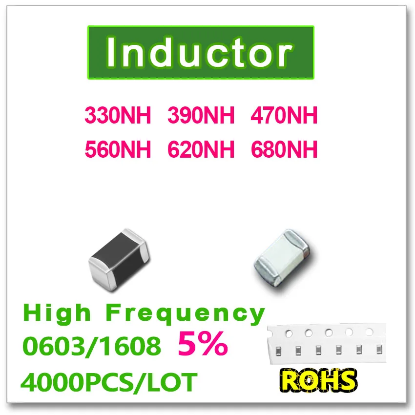 JASNPROSMA 0603 1608 4000 шт SMD многослойный высокочастотный индуктор 5% 330NH 390NH 470NH 560NH 620NH 680NH